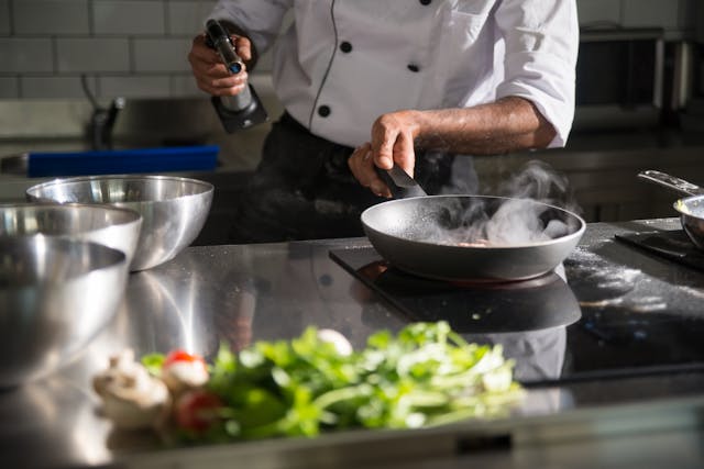 A chef cooking